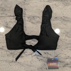 ASOS Missguided Black Ruffle Swimsuit Top size 6